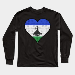 Basotho Jigsaw Puzzle Heart Design - Gift for Basotho With Lesotho Roots Long Sleeve T-Shirt